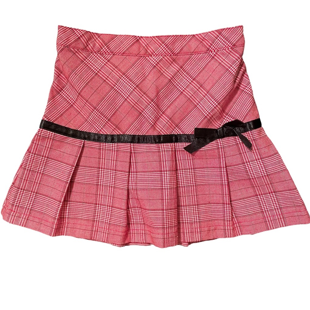 Plaid, pink, red, black skort with bow. Sz 5.